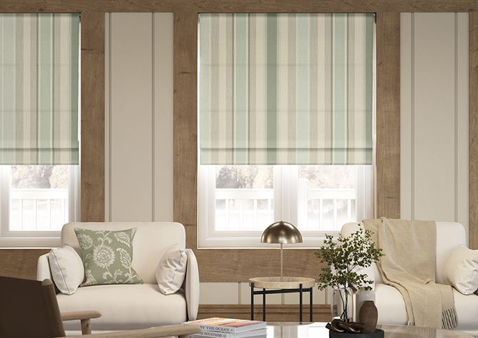 Laura Ashley Awning Stripe, Smoke Green - Twist&Fit Roman Blind - Image 3